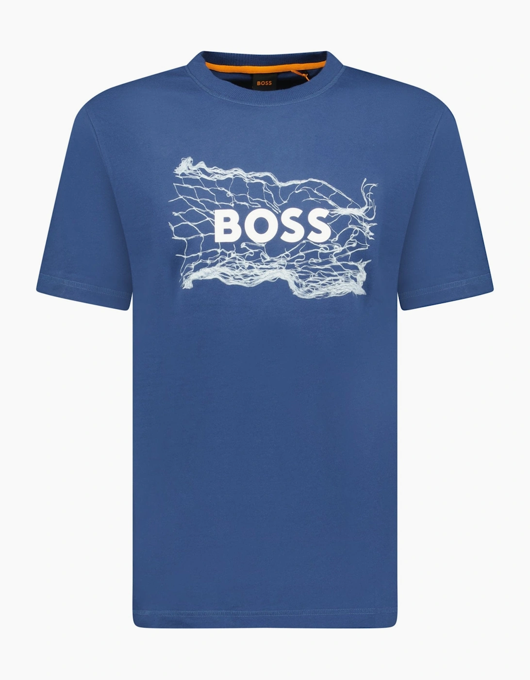 Men's Hugo Boss Blue Cotton Jersey Artwork T-shirt - Size: 42