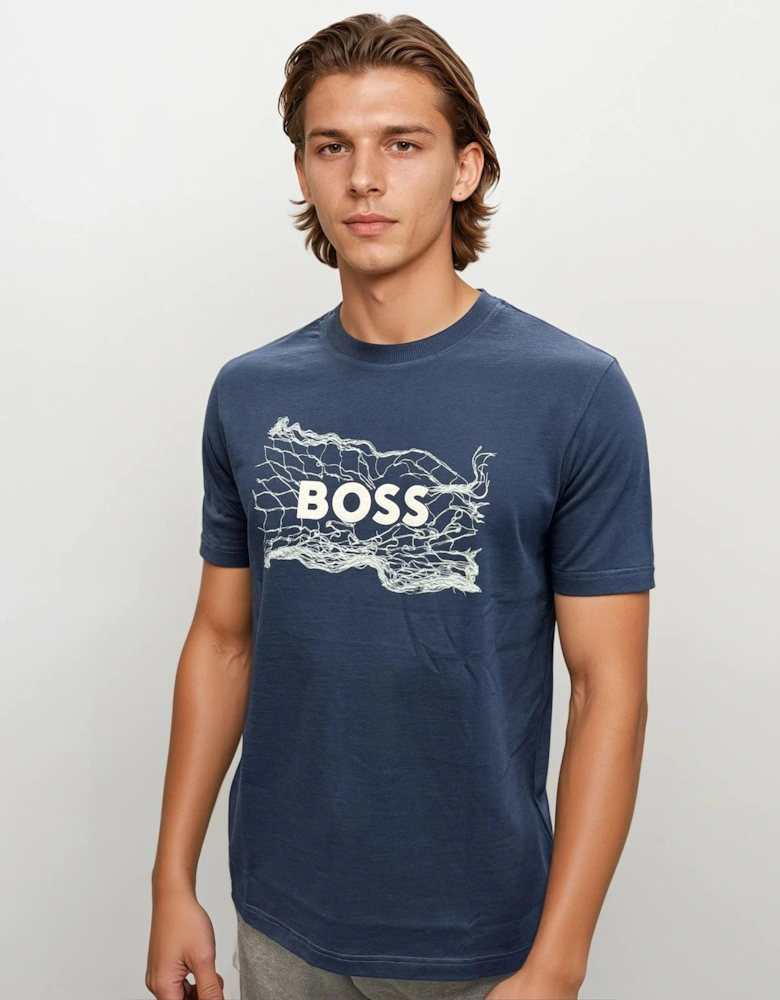 Blue Cotton Jersey Artwork T-shirt
