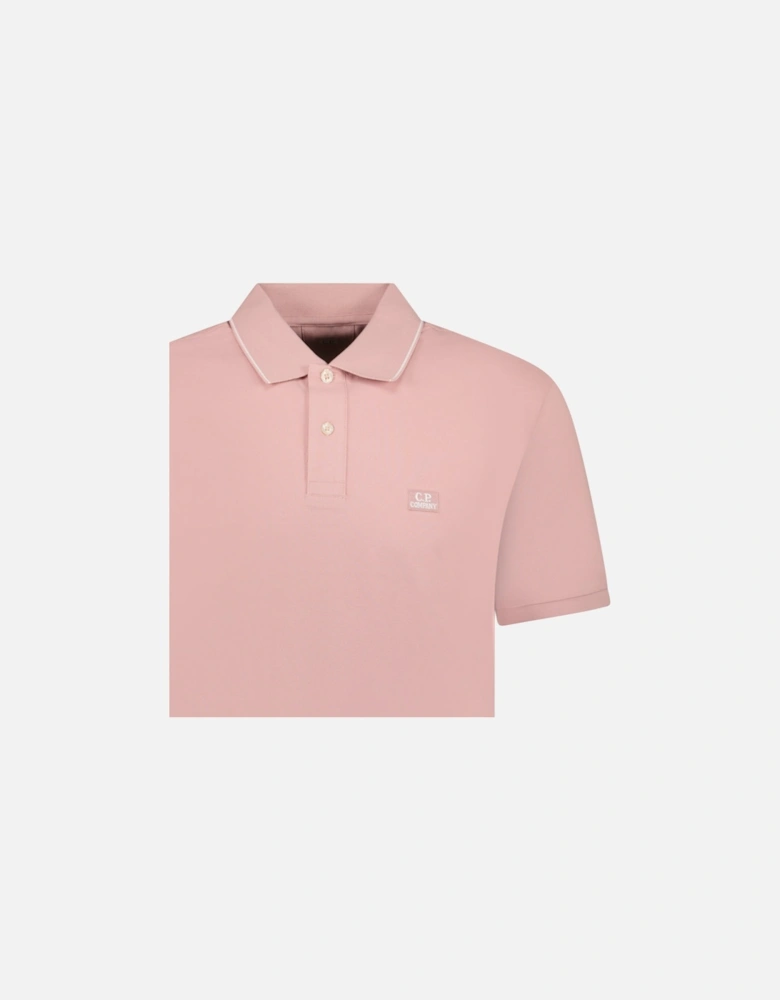 Stretch Piquet Striped Collar Polo Shirt Misty Rose