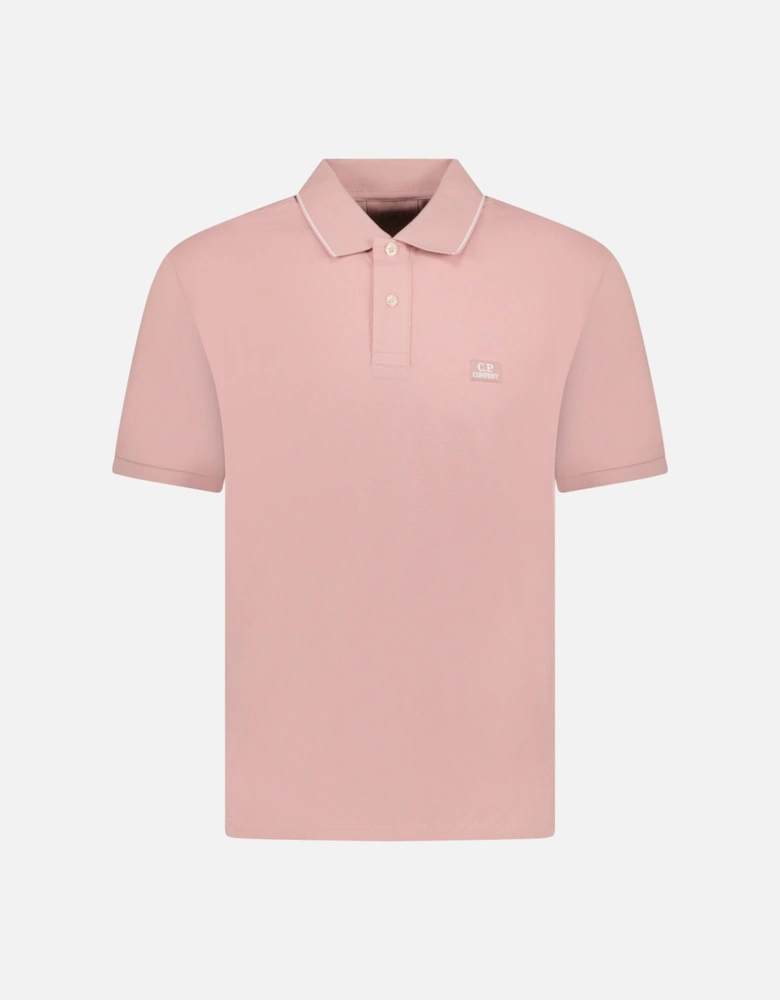 Stretch Piquet Striped Collar Polo Shirt Misty Rose