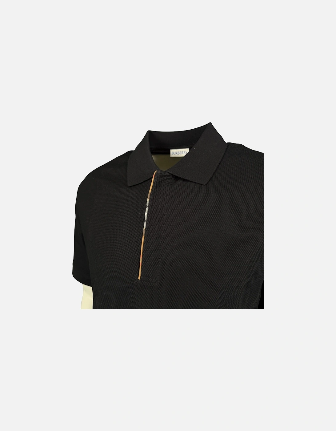 'Hartford' Check Placket Zip Polo Black