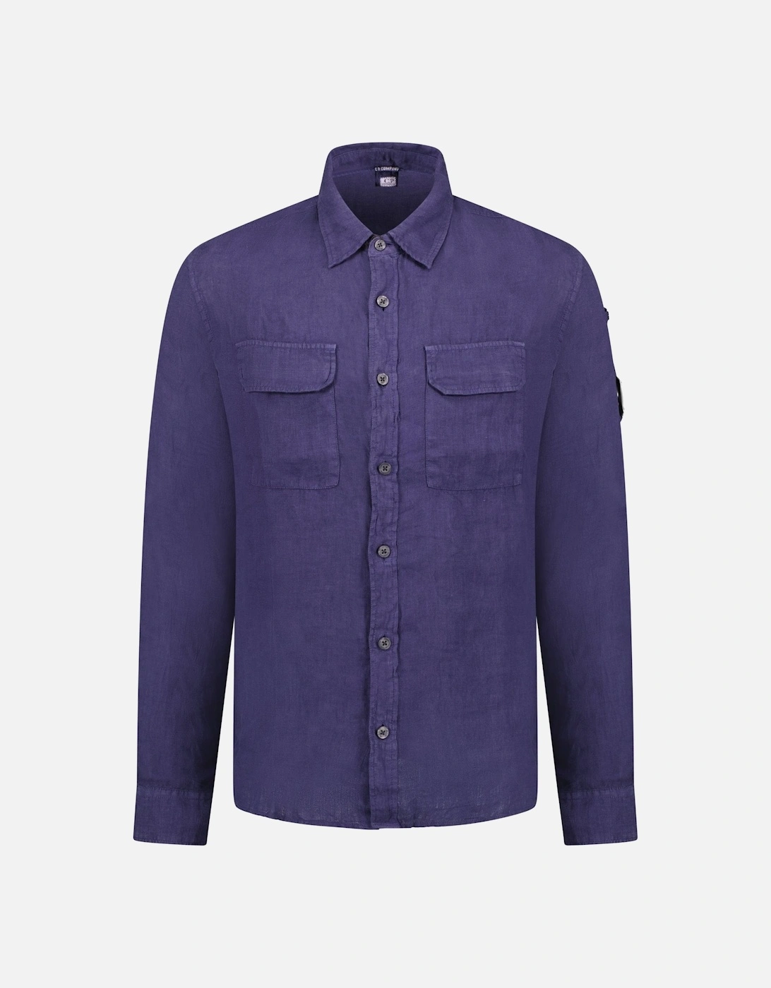 Lens Pocket Overshirt Linen Navy, 4 of 3