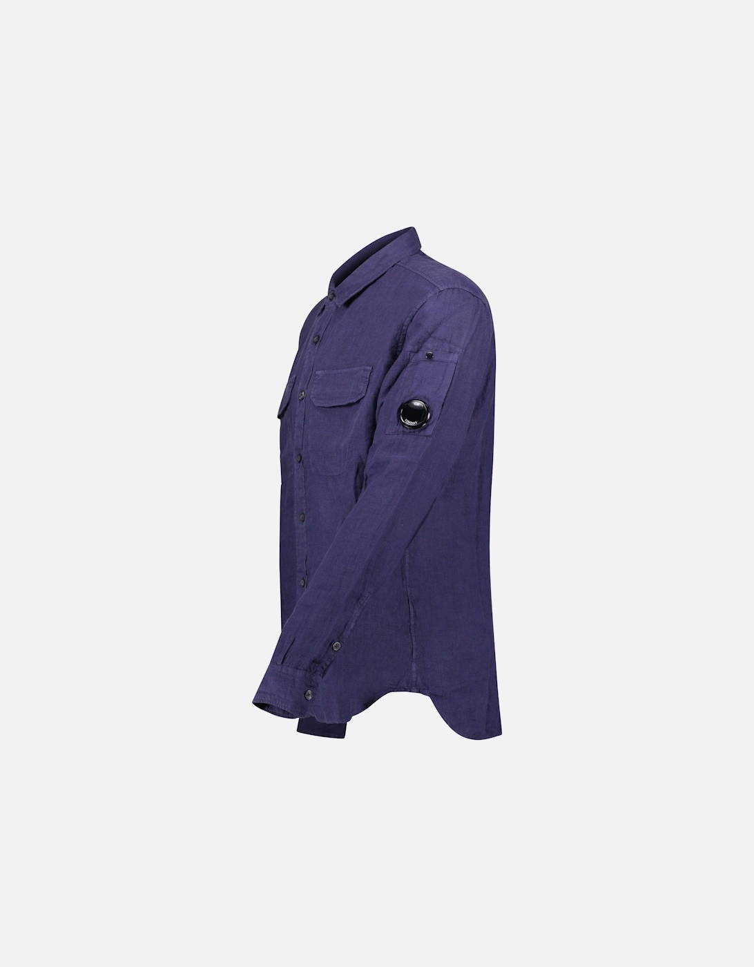 Lens Pocket Overshirt Linen Navy