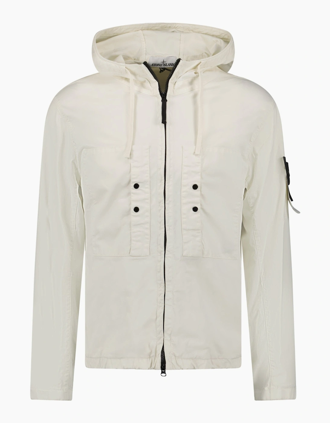 Men's Stone Island Ivory Chest Pocket Hooded Jacket - White - Size: 42/Regular