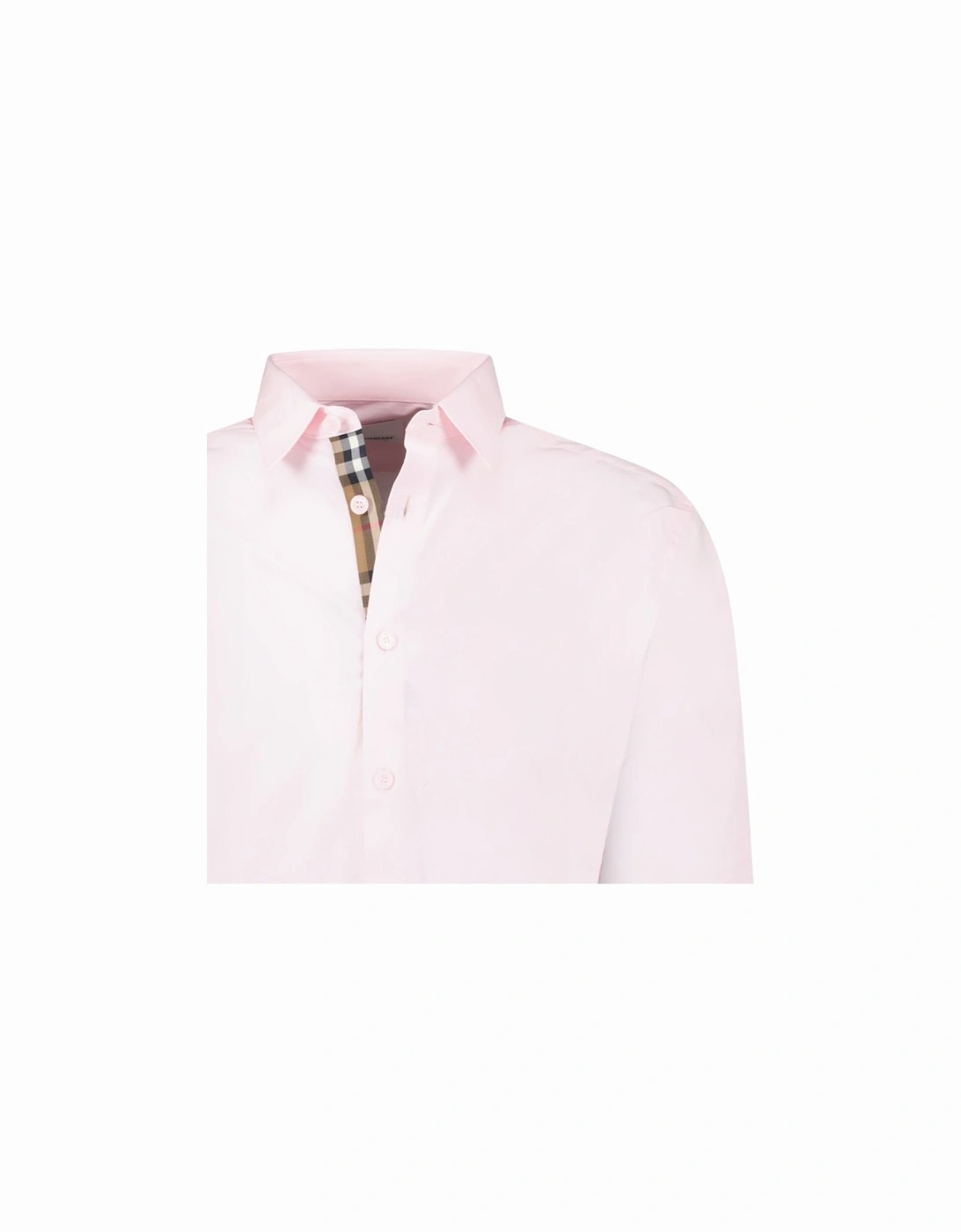 'Shefford' Check Placket Long Sleeve Shirt in Pale Pink