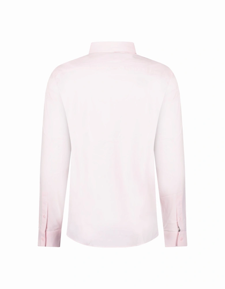 'Shefford' Check Placket Long Sleeve Shirt in Pale Pink
