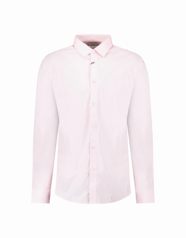 'Shefford' Check Placket Long Sleeve Shirt in Pale Pink