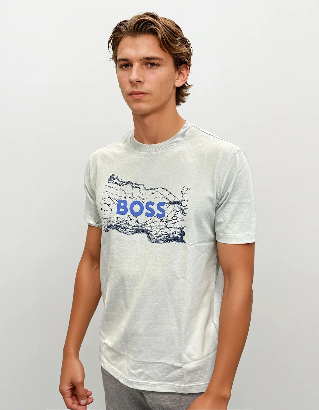 Light Blue Cotton Jersey Artwork T-shirt