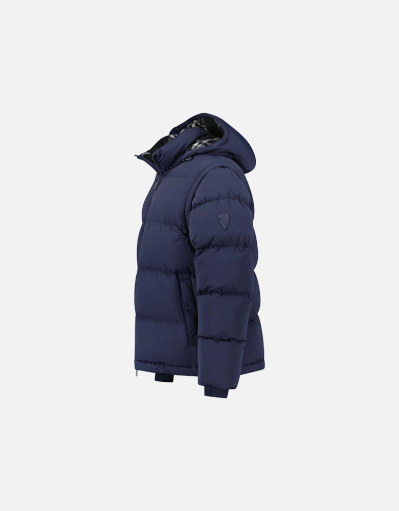 Technical Nylon Puffer Coat / Gilet in Navy