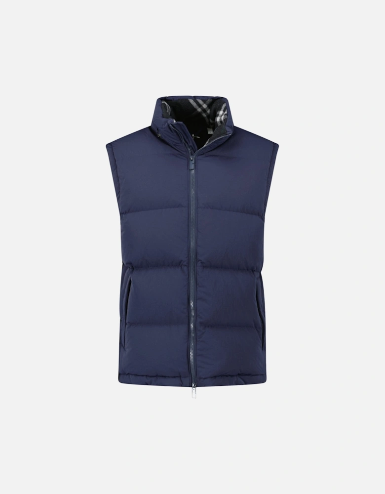 Technical Nylon Puffer Coat / Gilet in Navy