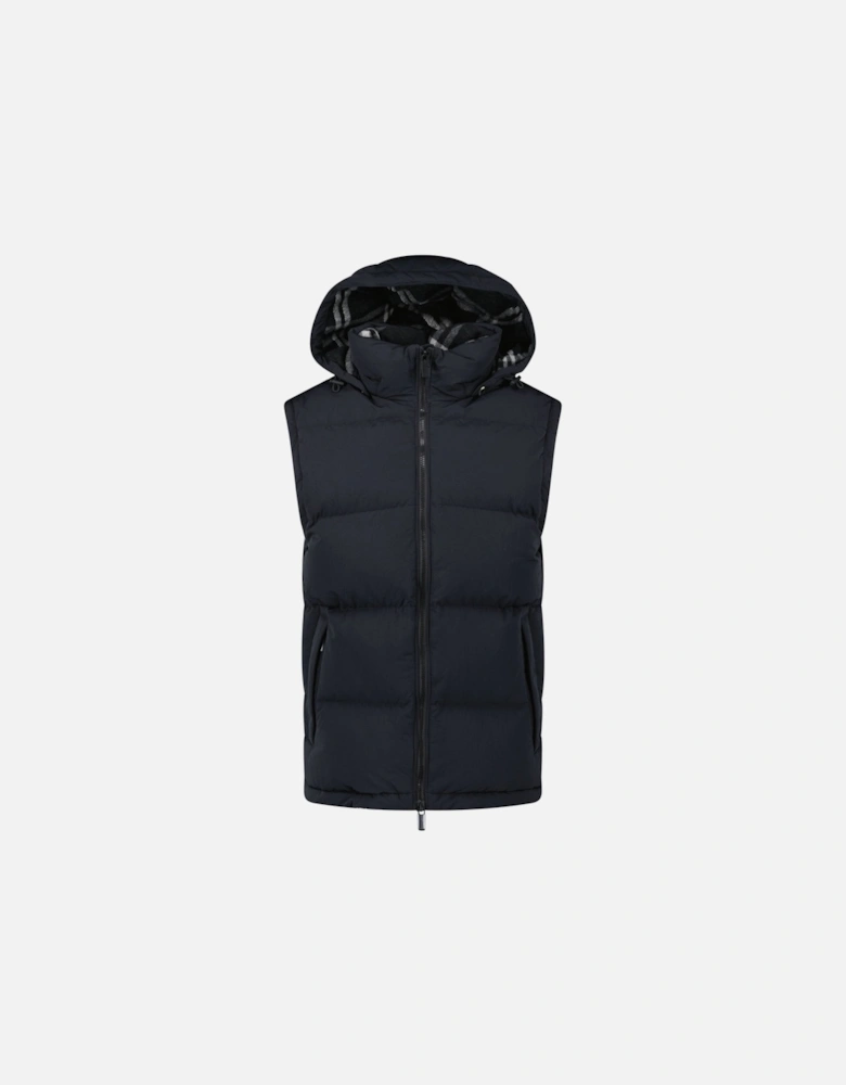 Technical Nylon Puffer Coat / Gilet in Charcoal Black
