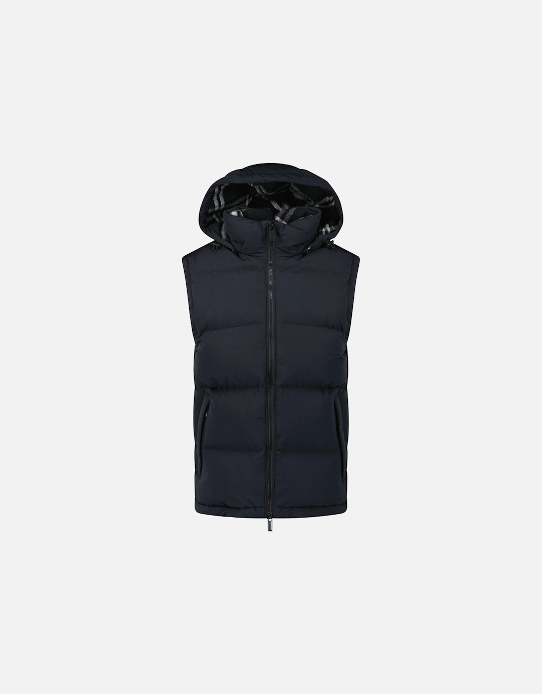 Technical Nylon Puffer Coat / Gilet in Charcoal Black
