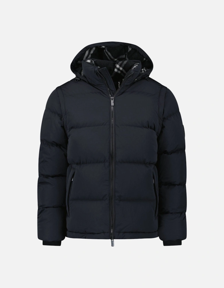 Technical Nylon Puffer Coat / Gilet in Charcoal Black