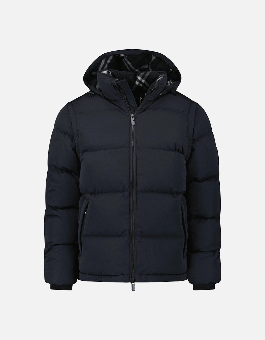 Technical Nylon Puffer Coat / Gilet in Charcoal Black, 7 of 6