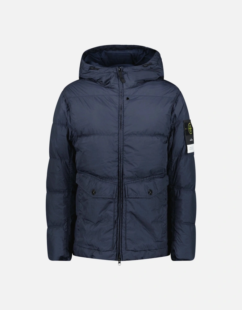 Hooded Down Jacket in Navy