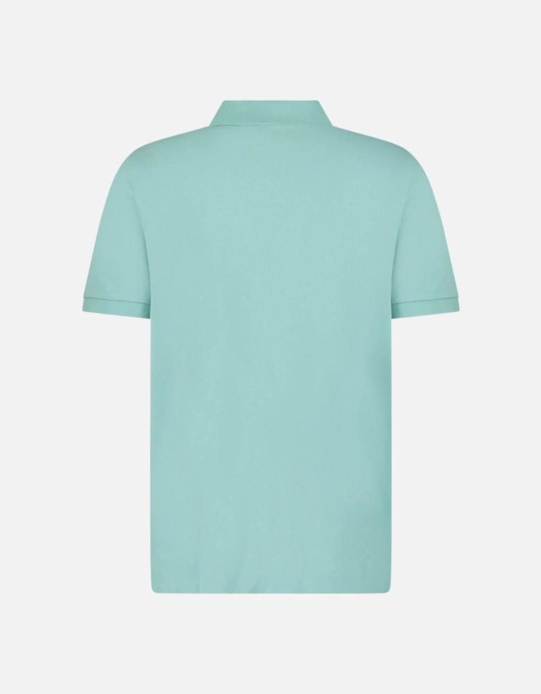 Cotton Mesh Custom Slim Fit Polo Shirt in Celadon