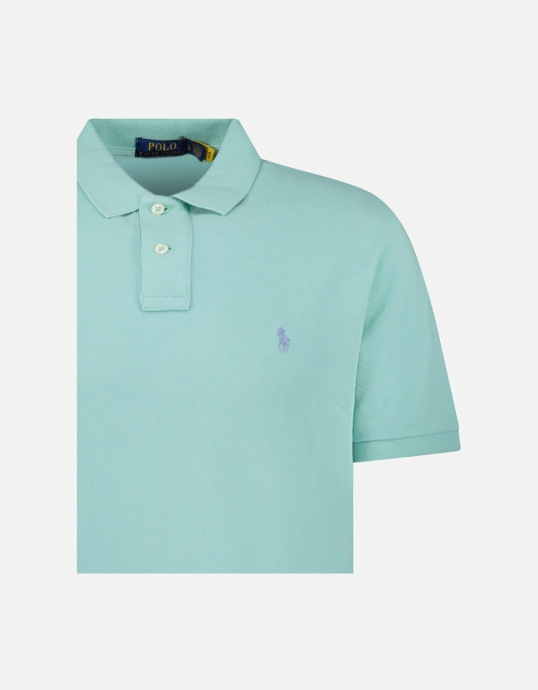 Cotton Mesh Custom Slim Fit Polo Shirt in Celadon