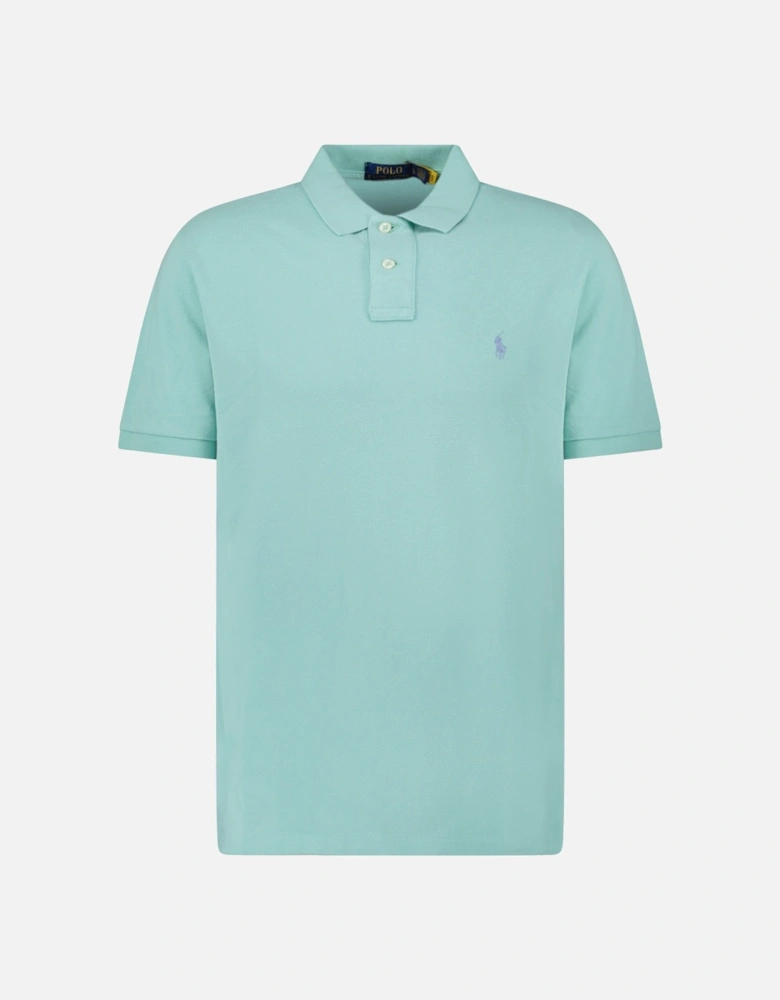 Cotton Mesh Custom Slim Fit Polo Shirt in Celadon