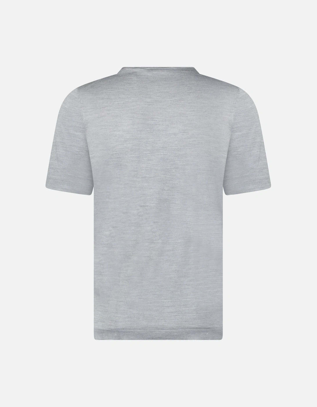 Short Sleeve Wool/Silk/Cashmere Crewneck in Light Grey