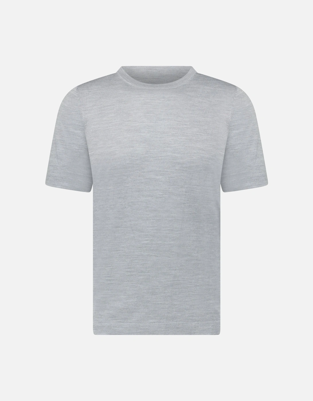 Short Sleeve Wool/Silk/Cashmere Crewneck in Light Grey