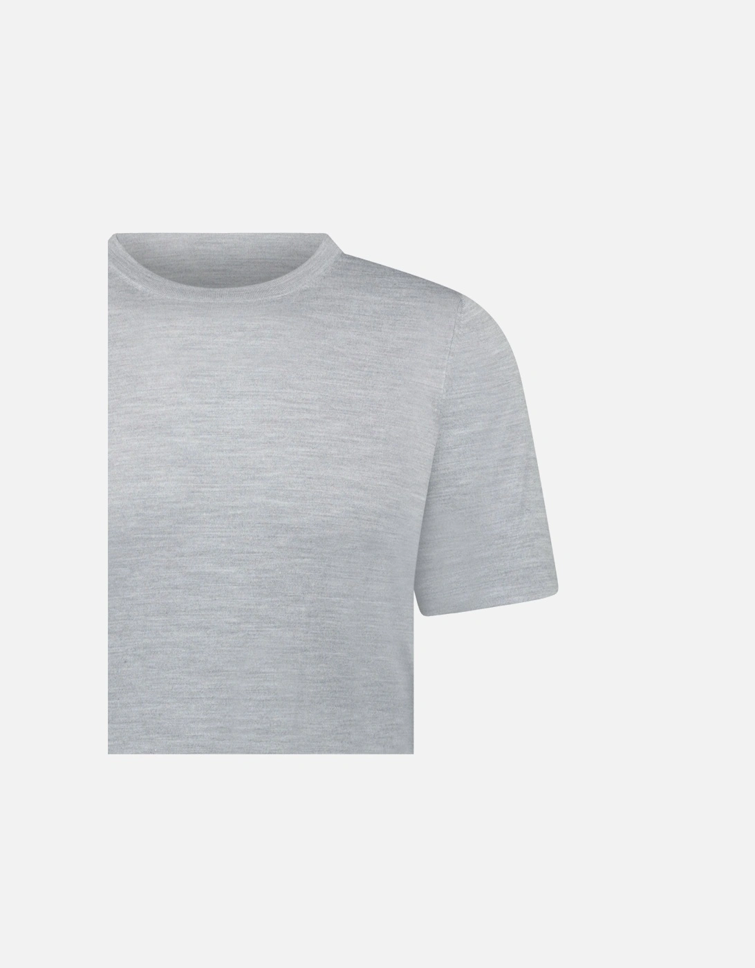 Short Sleeve Wool/Silk/Cashmere Crewneck in Light Grey