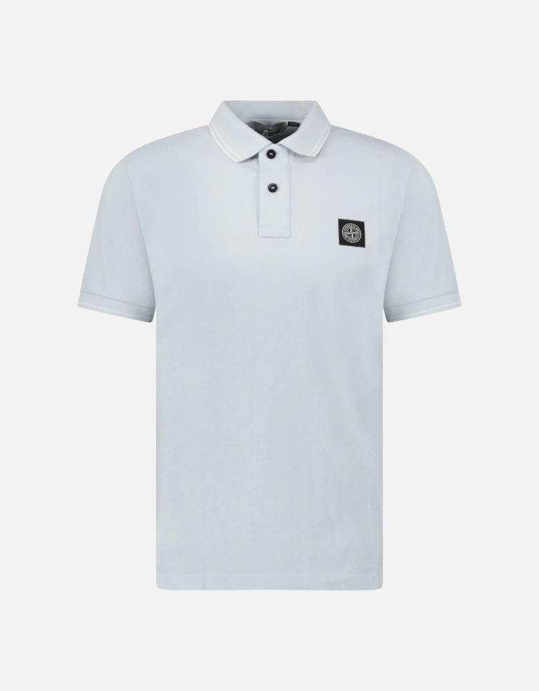 Slim Fit Stripe Collar Polo Shirt in Sky Blue