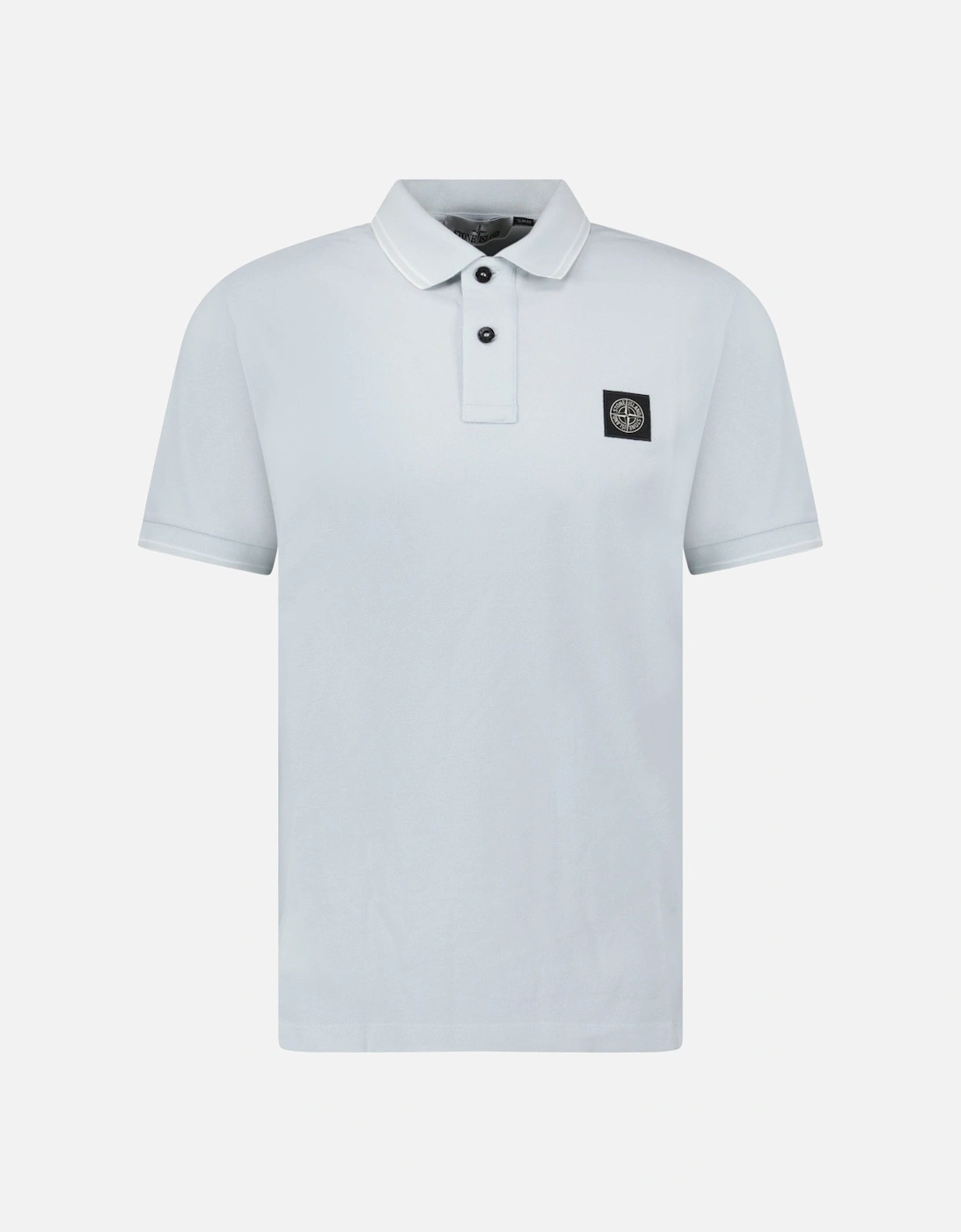 Slim Fit Stripe Collar Polo Shirt in Sky Blue, 4 of 3