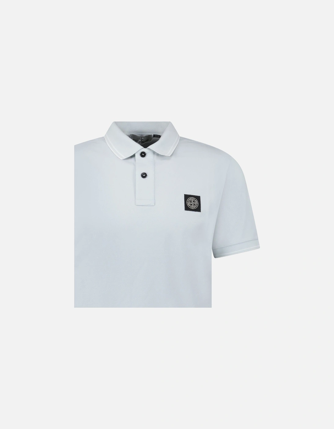 Slim Fit Stripe Collar Polo Shirt in Sky Blue