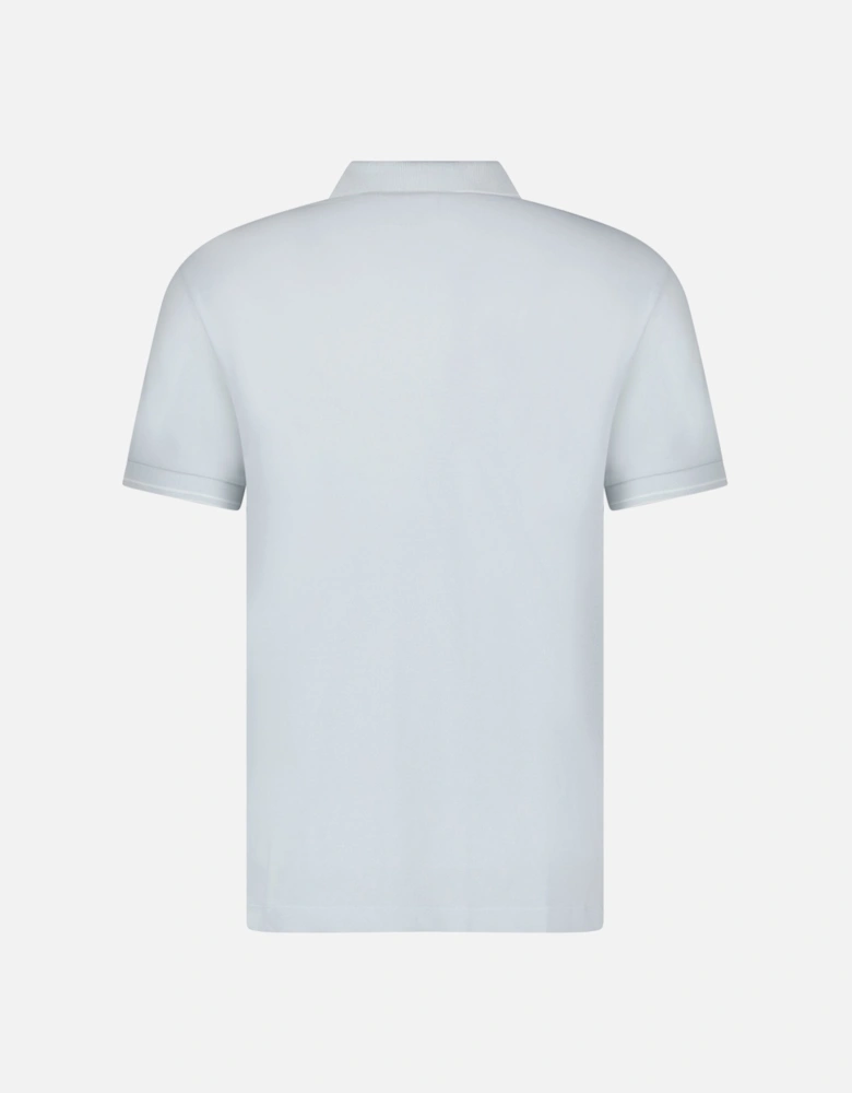 Slim Fit Stripe Collar Polo Shirt in Sky Blue