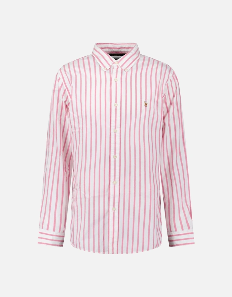 Custom Fit Stripe Oxford Shirt in Pink/White