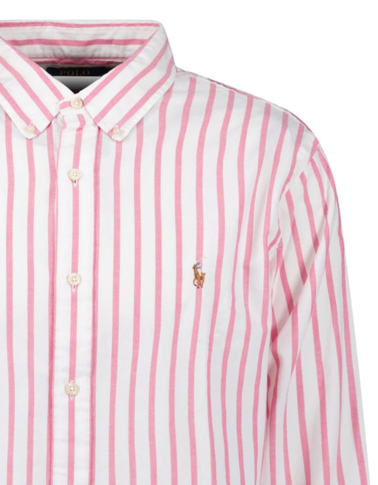 Custom Fit Stripe Oxford Shirt in Pink/White