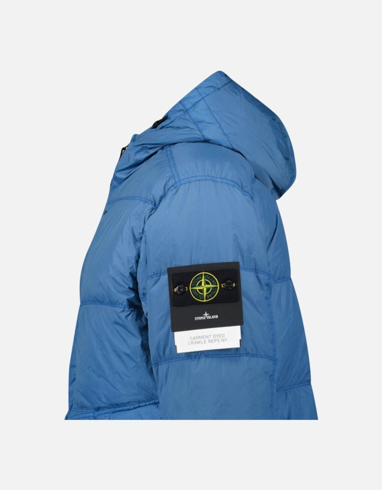 Hooded Down Jacket in Steel Blue