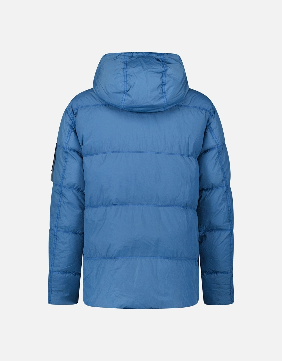 Hooded Down Jacket in Steel Blue