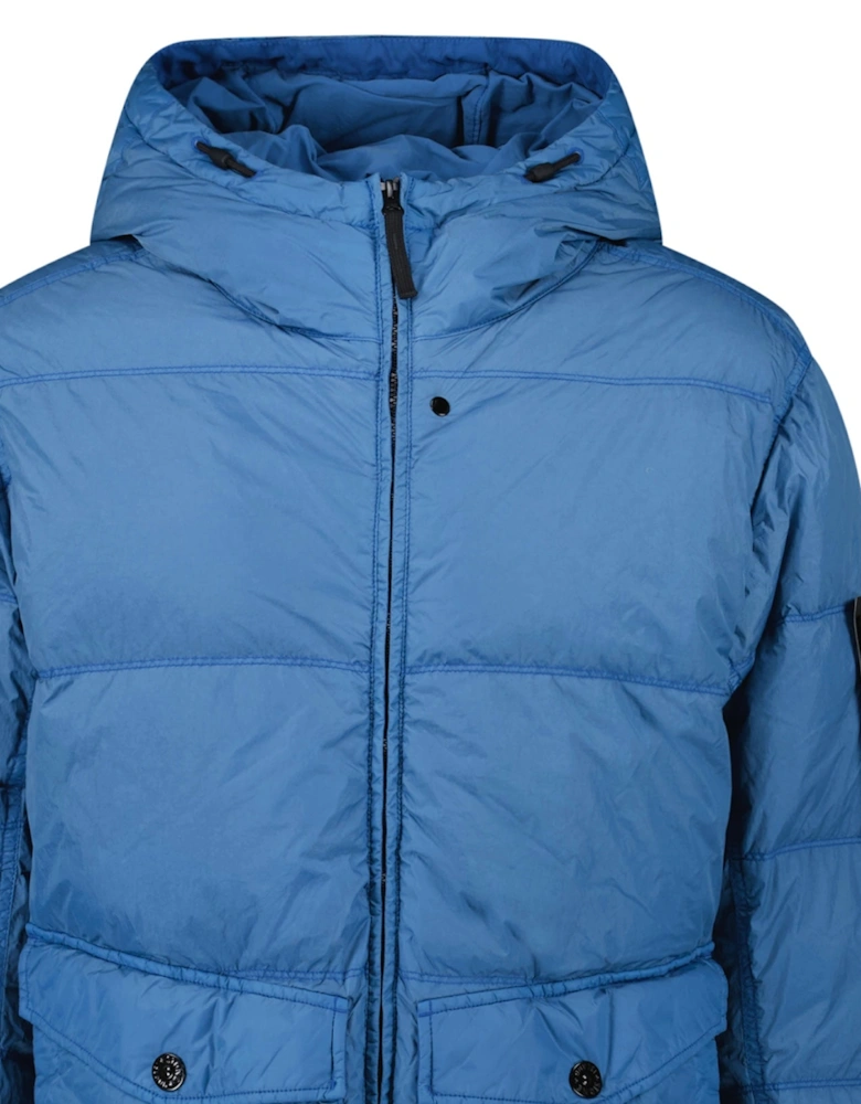 Hooded Down Jacket in Steel Blue
