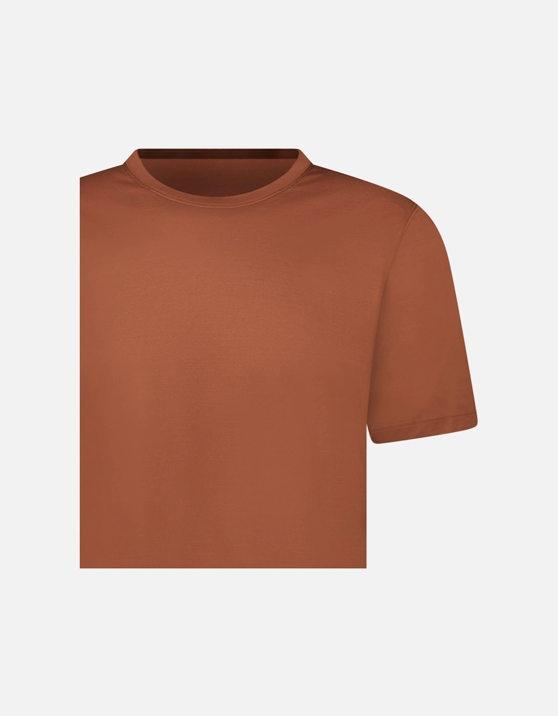 Mercerised Cotton Crewneck T-Shirt in Brown