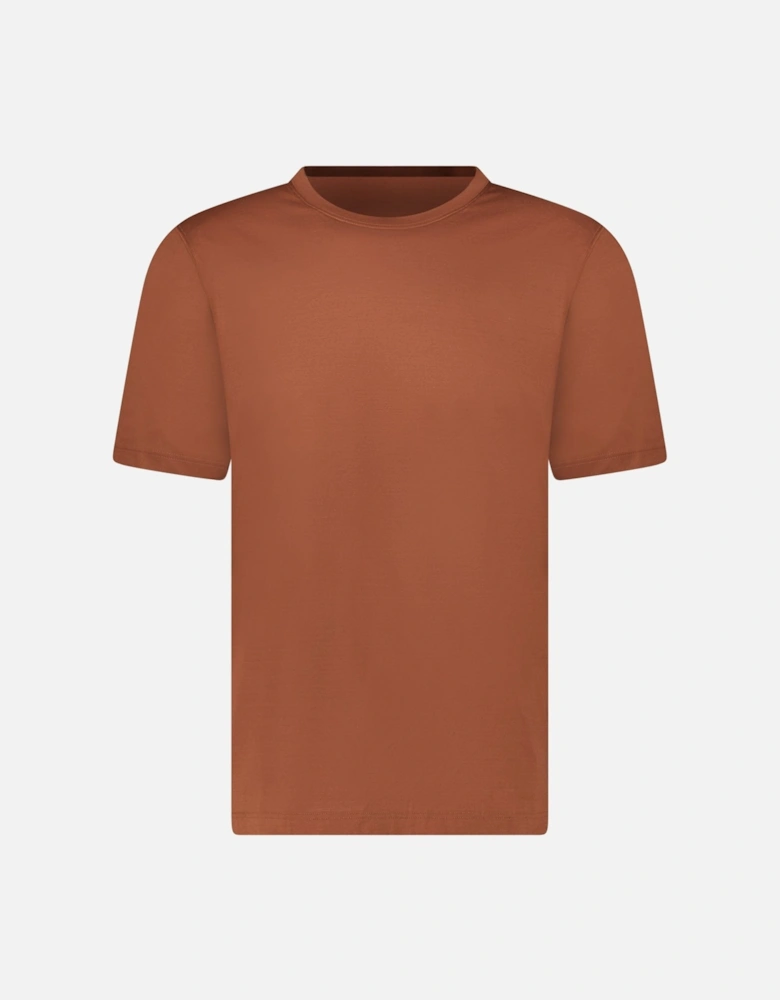 Mercerised Cotton Crewneck T-Shirt in Brown