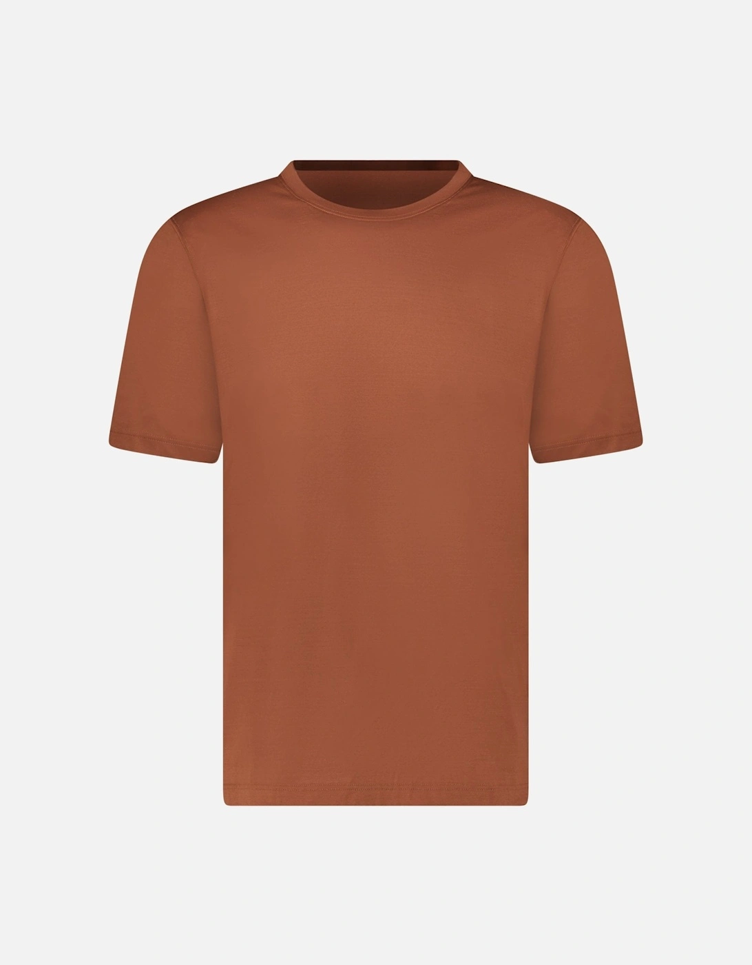 Mercerised Cotton Crewneck T-Shirt in Brown
