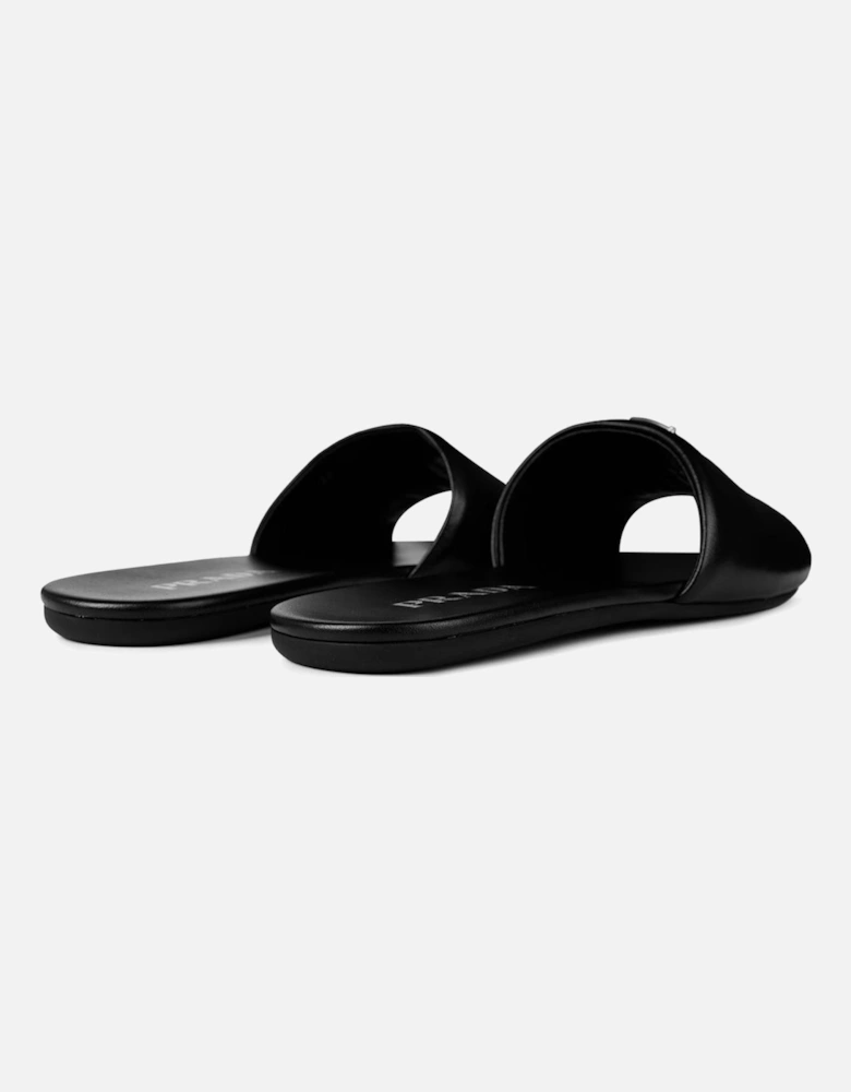 Triangle Logo Puffer Sliders Black