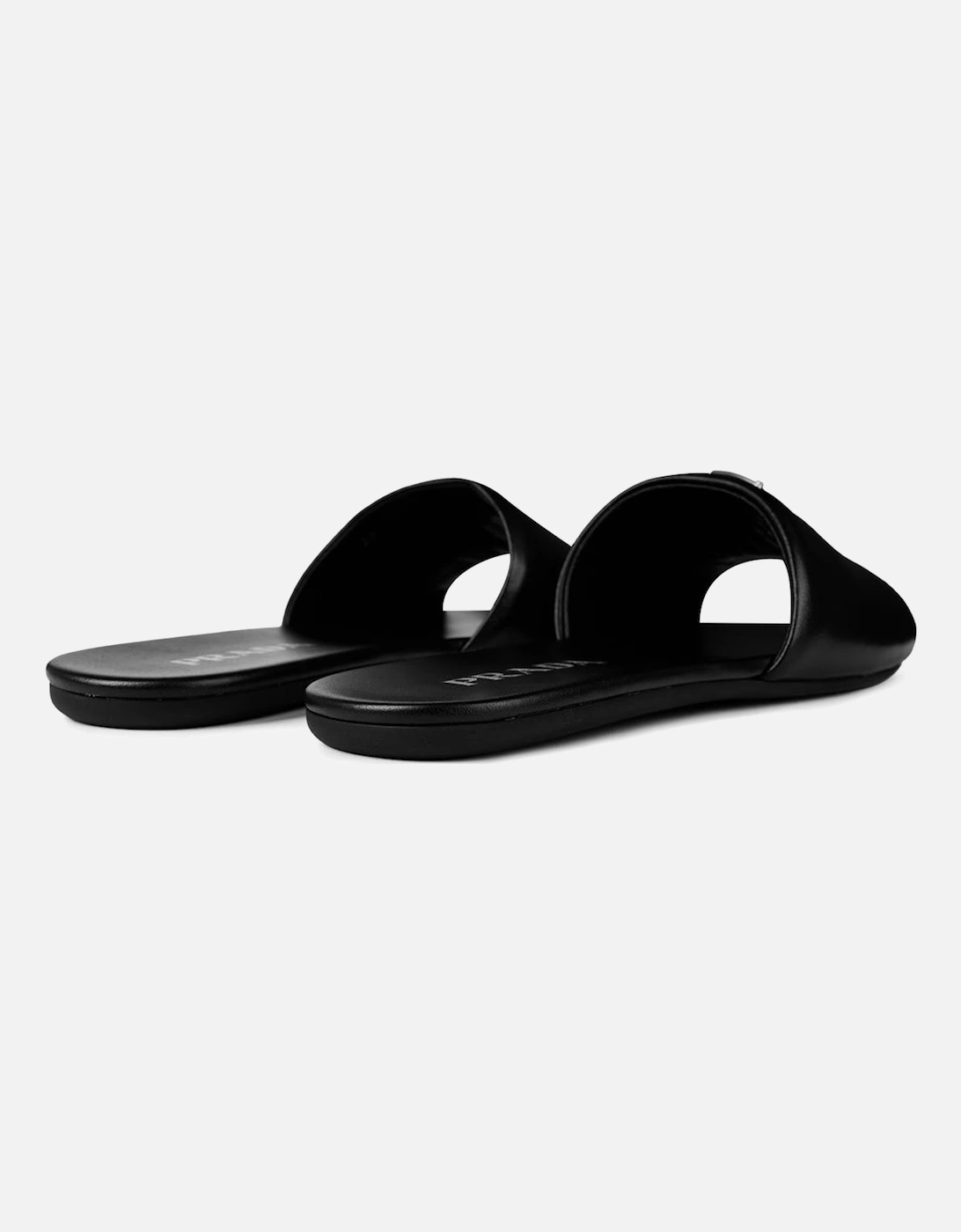 Triangle Logo Puffer Sliders Black