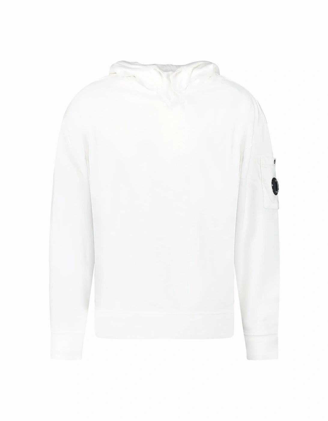 Diagonal Raised Fleece Lens Hooded Sweatshirt in White, 6 of 5