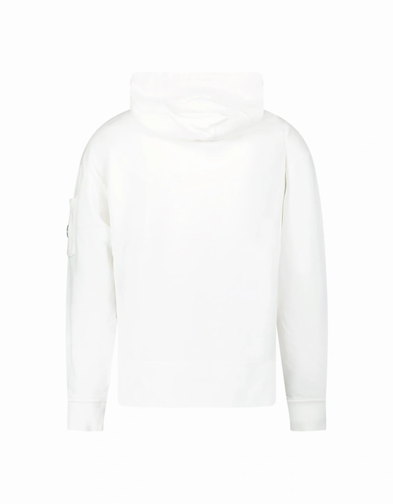 Diagonal Raised Fleece Lens Hooded Sweatshirt in White