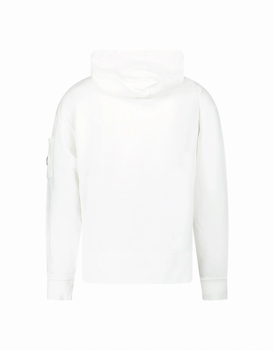 Diagonal Raised Fleece Lens Hooded Sweatshirt in White