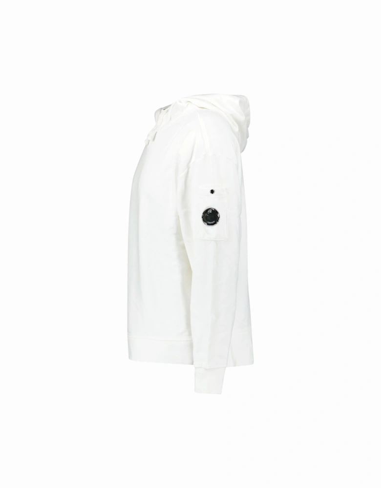Diagonal Raised Fleece Lens Hooded Sweatshirt in White