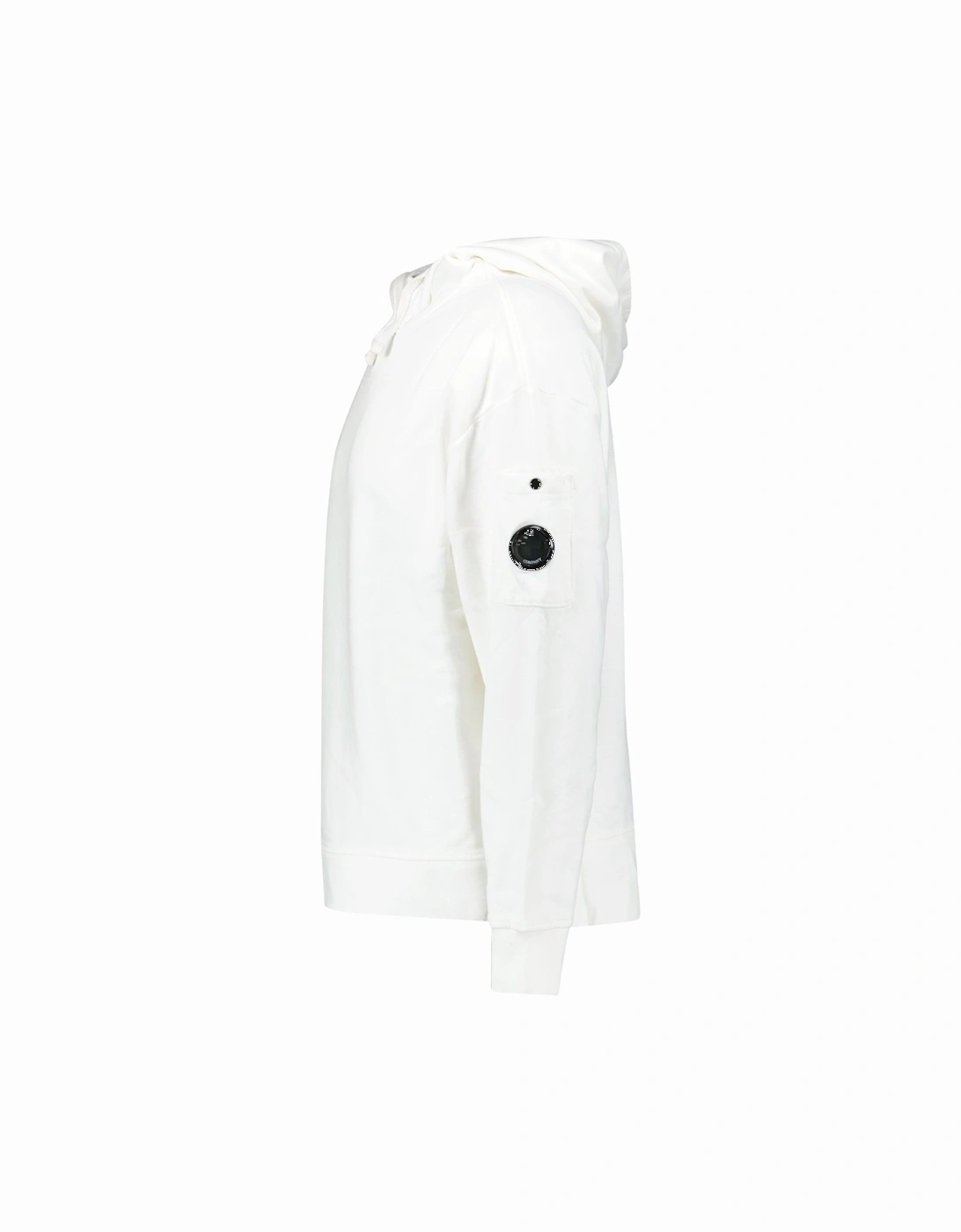 Diagonal Raised Fleece Lens Hooded Sweatshirt in White