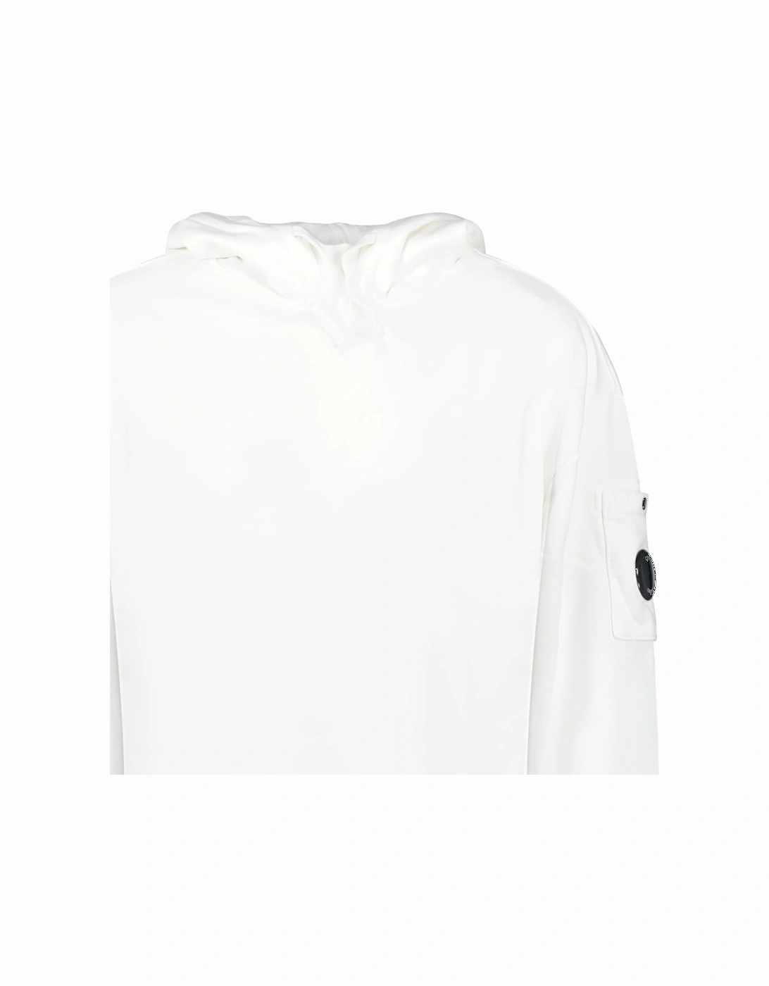 Diagonal Raised Fleece Lens Hooded Sweatshirt in White