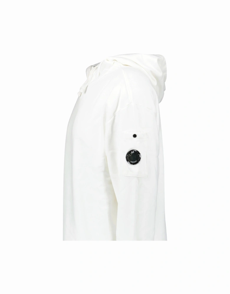 Diagonal Raised Fleece Lens Hooded Sweatshirt in White