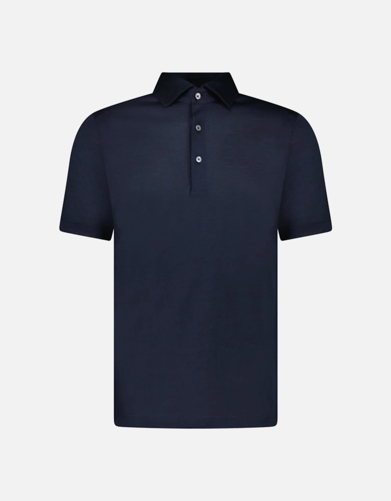 Silk Polo Shirt in Navy
