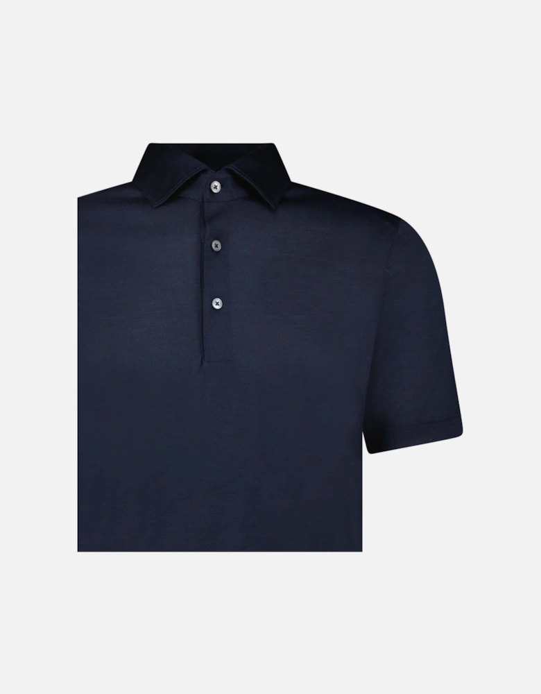 Silk Polo Shirt in Navy