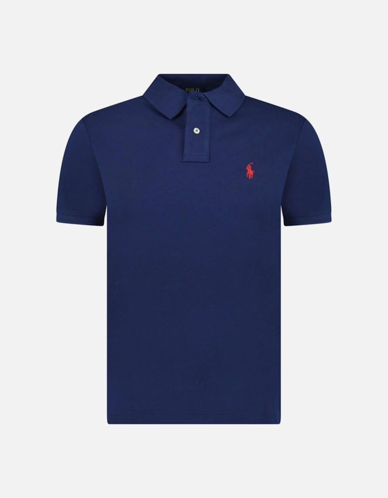 Mesh Slim Fit Polo Shirt in Navy