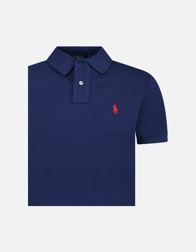Mesh Slim Fit Polo Shirt in Navy